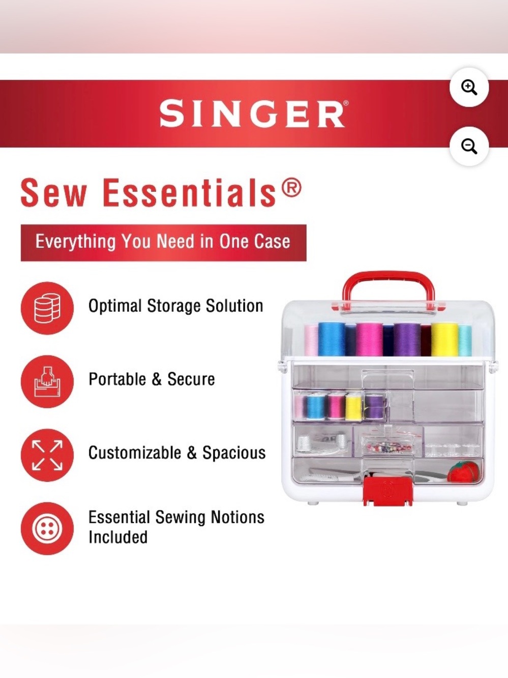 Singer Sew Essentials Plus , 224pcs Storage Organizer filled with notions- NWT - Picture 4 of 11